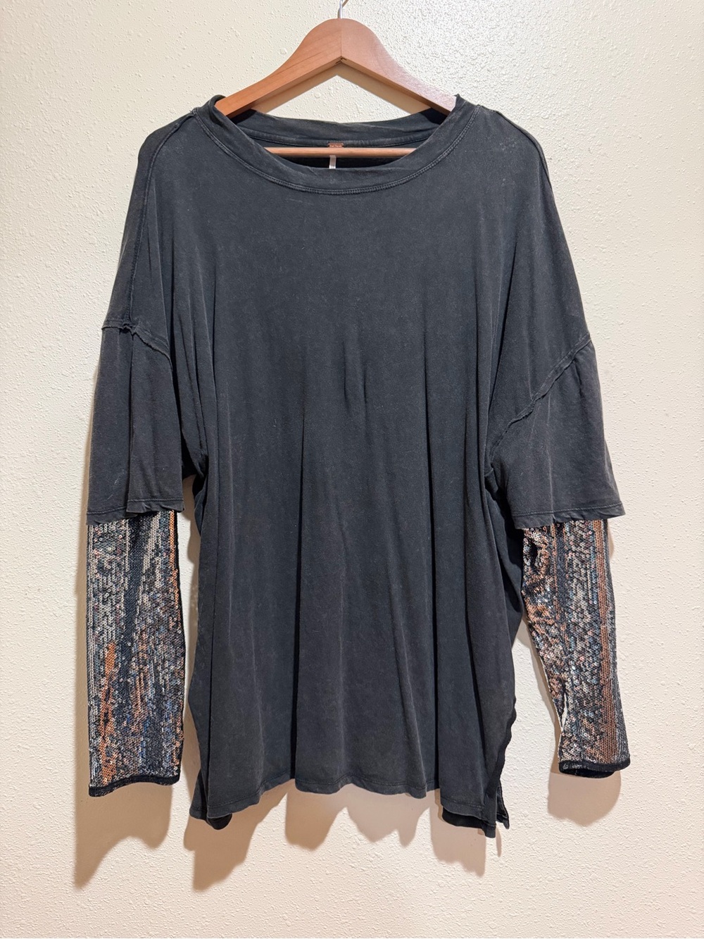 Free People Nellie sequin sleeve top